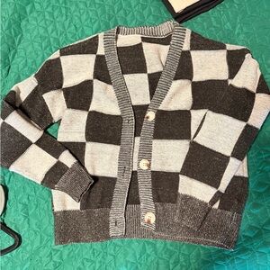 Checkered Black and Gray Women's Sweater